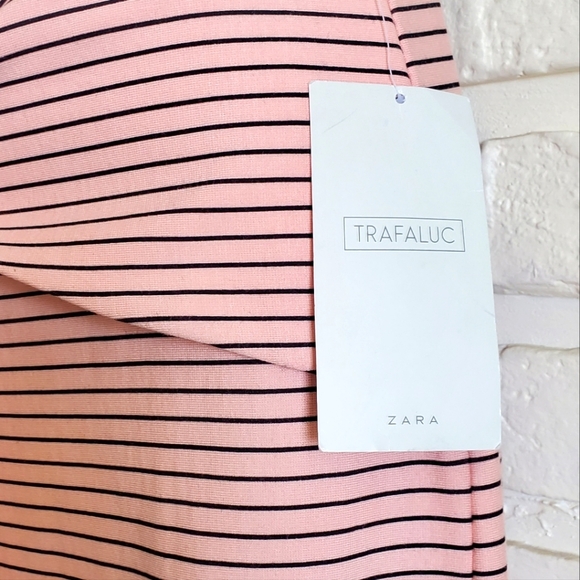 NWT Zara Pink Pinstripe Sexy Lola Pencil Skirt w/ Front Tie Size Large - Picture 6 of 9